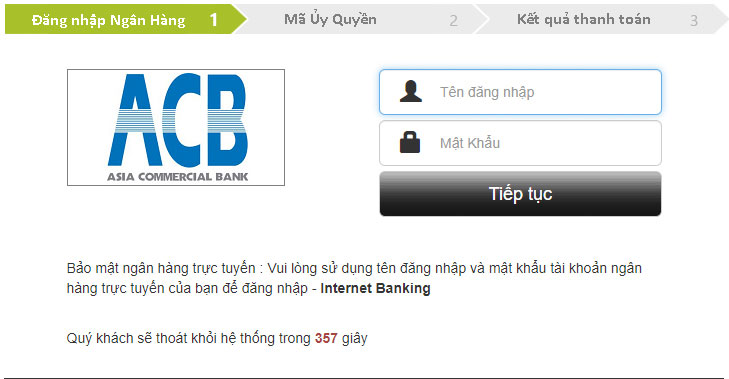 Nạp tiền bằng internet banking